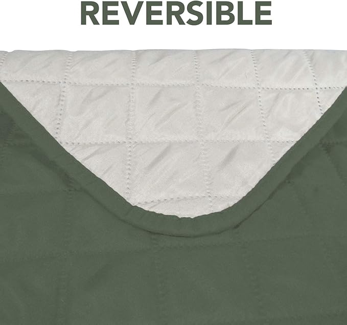 PureFit Reversible Sofa Cover Water Resistant Chair Couch Cover, Machine Washable Furniture Cover with Non-Slip Foam and Adjustable Strap for Dogs, Pets (Chair, Grayish Green/Ivory)