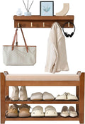 Shoe Rack for Front Door Entrance, 28” Entryway Bench with Coat Rack, Hall Tree Shoe Bench with Storage for Entry, Hallway, Bedroom, Living Room