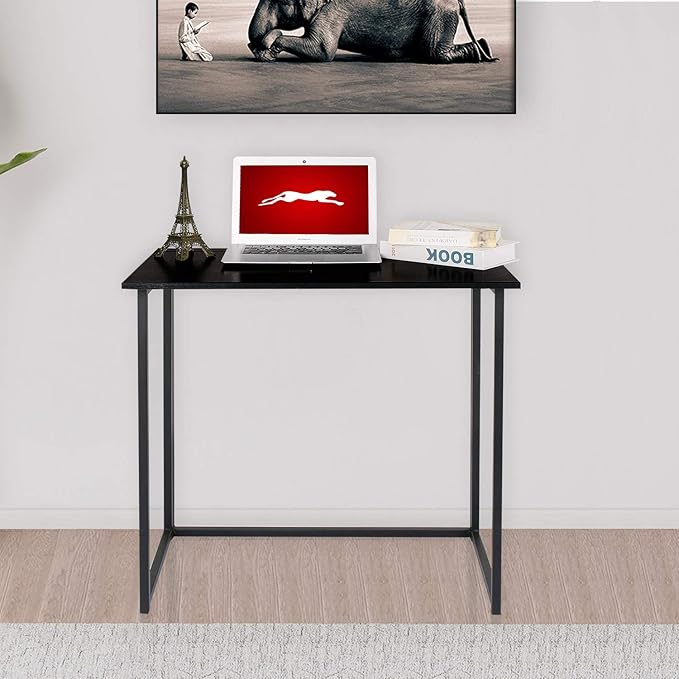 Leopard Outdoor Products Folding Computer / Laptop Table for Small Spaces, Space-Saving Home Office / Writing Desk, Compact Study Reading Foldable Desk (Black)