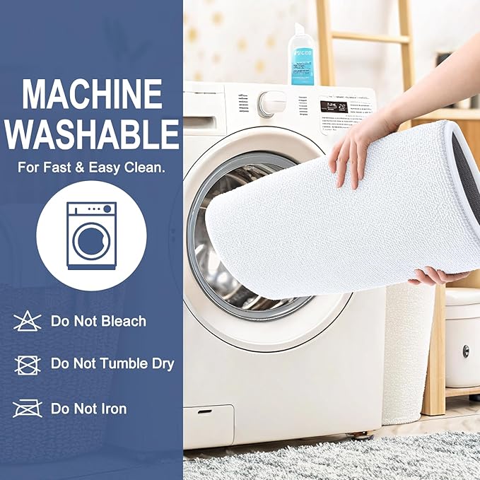 OLANLY Thick Memory Foam Bath Mat Rug 70x24, Extra Soft Absorbent Bathroom Rug, Quick Dry Bath Mats, Non-Slip, Machine Washable Carpet for Bathroom, Tub and Shower, Home Decor Accessories, White