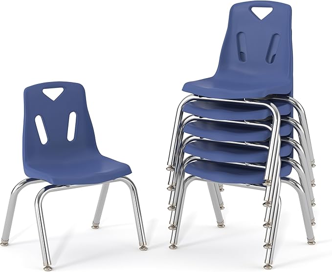 Berries Jonti-Craft 8146JC6003 Stacking Chairs with Chrome-Plated Legs, 16" Height, Blue, Pack of 6