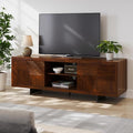 Bme Trapeze TV Stand for Living Room – Wooden Media Console with Storage, Metal Legs, Large Walnut TV Stand for Stylish Home Entertainment Setup