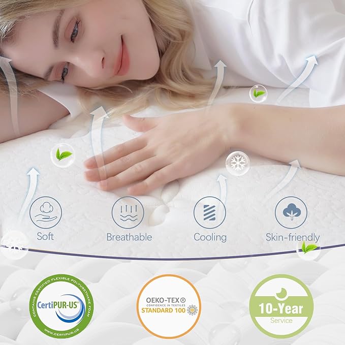 King Size Mattress, 12 Inch Hybrid King Mattress in a Box, Gel Memory Foam and Pocket Coils Innerpring Mattresses with Ergonomic Design, Cooler Sleep with Pressure Relief and Support, 76"*80"*12"