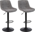 Bar Stools, Swivel Counter Height Barstools with Back, Adjustable Modern Bar Chairs, Tall Armless PU Leather Kitchen Island Stool (Grey, Set of 2)