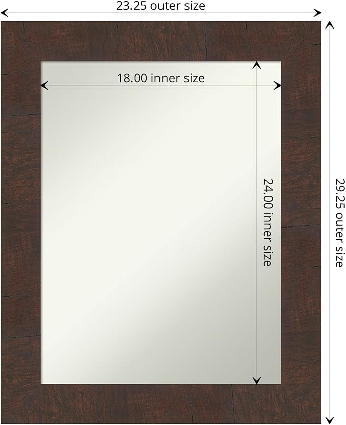 Amanti Art White Bathroom Mirror for Over Sink, 28x22 Wedge White Rectangle Vanity Mirror, Medium Modern Frame, Hangs Horizonally and Vertically, Bathroom Wall Decor, Non-Beveled Edge from WI, USA