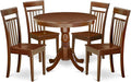 East West Furniture AANCA5-MAH-W 5 Piece Dining Room Table Set Includes a Round Kitchen Table with Pedestal and 4 Dining Chairs, 36x36 Inch, Mahogany