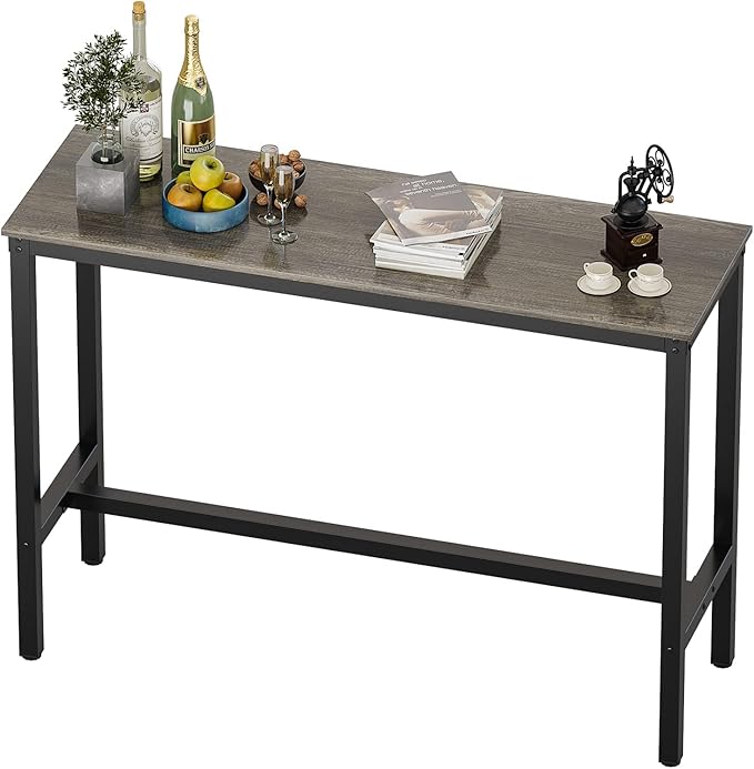 Teraves Bar Table, Bar Height Pub Table, Counter Height Table with Sturdy Metal Frame, Rectangular High Top Table for Kitchen & Dining, Living Room (55.11", Black Oak)