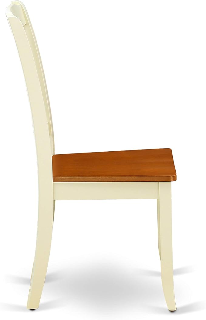 East West Furniture DODA5-BMK-W 5 Piece Dining Set Includes a Rectangle Dining Room Table with Butterfly Leaf and 4 Wood Seat Chairs, 42x78 Inch, Buttermilk & Cherry