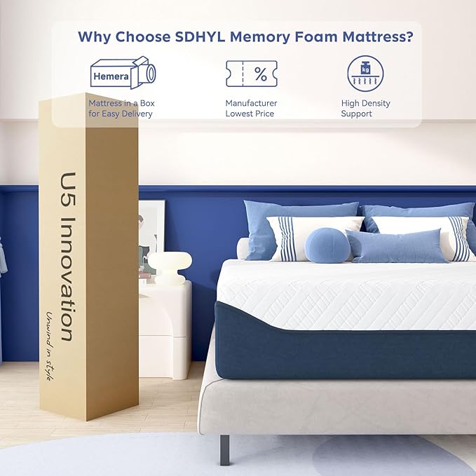 SDHYL King Mattress 14 Inch, Luxury Cooling Gel Memory Foam, Zero Motion Transfer for Partners, Bed in a Box CertiPUR-US Certified & Fiberglass Free, Washable Cover, 80"*76"