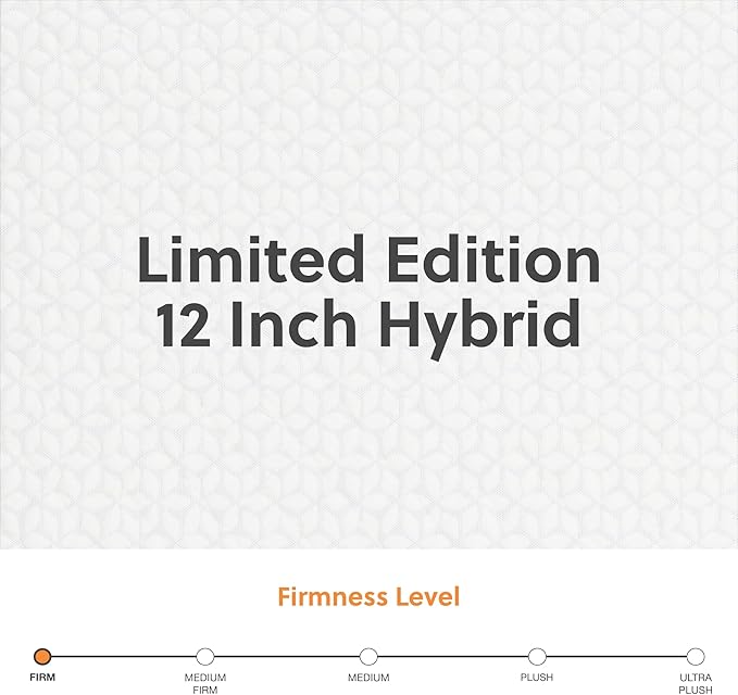 Signature Design by Ashley Limited Edition Firm 12 Inch Hybrid Mattress with Gel Memory Foam and Edge Support for Cool Sleep and Pressure Relief, King, Fiberglass Free, Mattress In A Box