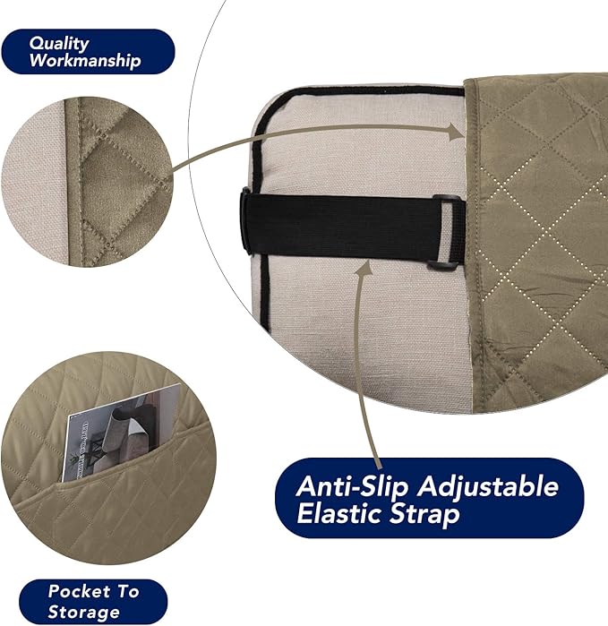 PureFit Reversible Sofa Couch Cover Water Resistant Couch Covers for 3 Cushion, Washable Furniture Cover with Non-Slip Foam and Adjustable Strap for Dogs, Pets (Sofa, Beige/Ivory)
