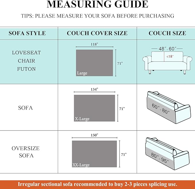 STACYPIK Waterproof Gray Sofa Cover for Pets, Anti-Scratch Cats Couch Cover for 2 Cushion Couch, Anti-Slip Loveseat Covers for Sectional, Washable Sofa Silpcover Pet Furniture Protector-71X118IN