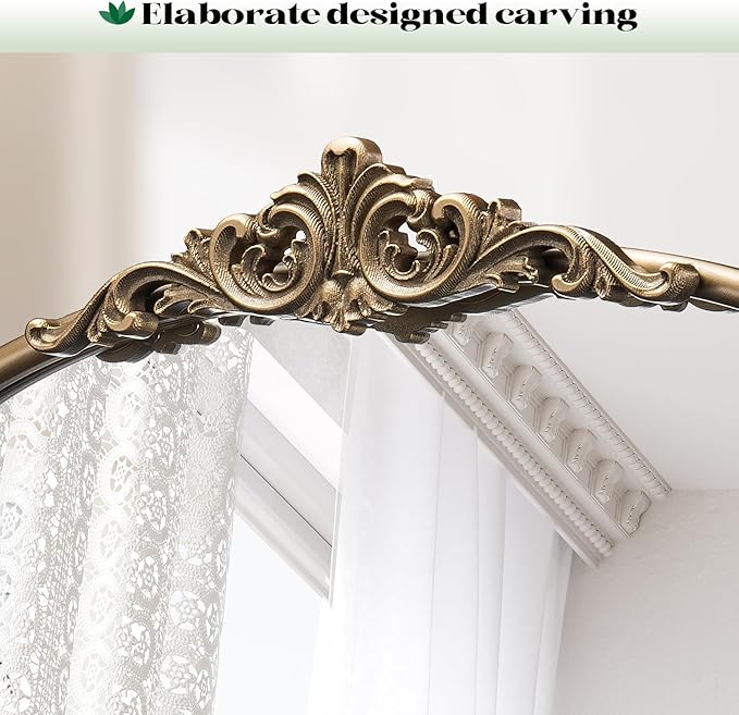 Arched Antique Wall Mirror, 22"x30" Vintage Gold Bathroom Vanity Mirror, Ornate Arch Bronze Mirror for Over Sink/Fireplace/Entryway