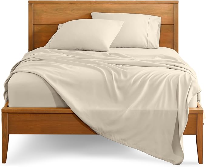 Bare Home Split Head Flex King Sheet Set - 1800 Ultra-Soft Microfiber Bed Sheets - Double Brushed - Deep Pockets - Easy Fit - 4 Piece Set - FlexTop King Bedding (Split Head Flex King, Sand)