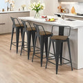 30 Inch Swivel Bar Stools Set of 4, Counter Height Bar Stools with Low Back, Metal Industrial Bar Chairs for Kitchen Island (Matte Black)