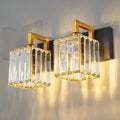 Modern Bathroom Vanity Light 2-Lights Black Gold Crystal Wall Lamp Bathroom Modern Crystal Vanity Lighting