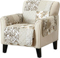 Great Bay Home Patchwork Scalloped Printed Furniture Protector Stain Resistant Chair Cover (Chair, Taupe)