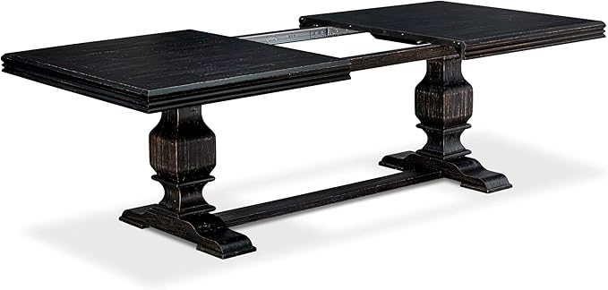 NKCY9-SBB-33 9-Piece Kitchen Table Set Includes a Dining Table and 8 Brown Textured Polyester Fabric Dinner Chairs with High Back, 44x100 Inch, Sand Blasting Black