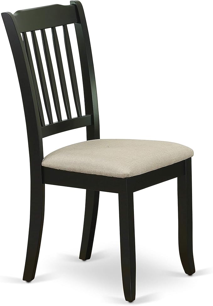 East West Furniture SHDA3-BLK-C 3 Piece Dining Table Set for Small Spaces Contains a Round Kitchen Table with Pedestal and 2 Linen Fabric Kitchen Dining Chairs, 42x42 Inch, Black