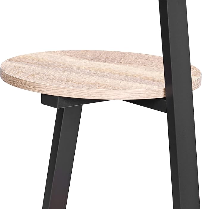 BEWISHOME Round End Table Side Table with Metal Frame, Accent Table Nightstand Bedside Table with 3-Tier Shelves, Small Couch Coffee Table for Living Room Bedroom Greige KTZ41G