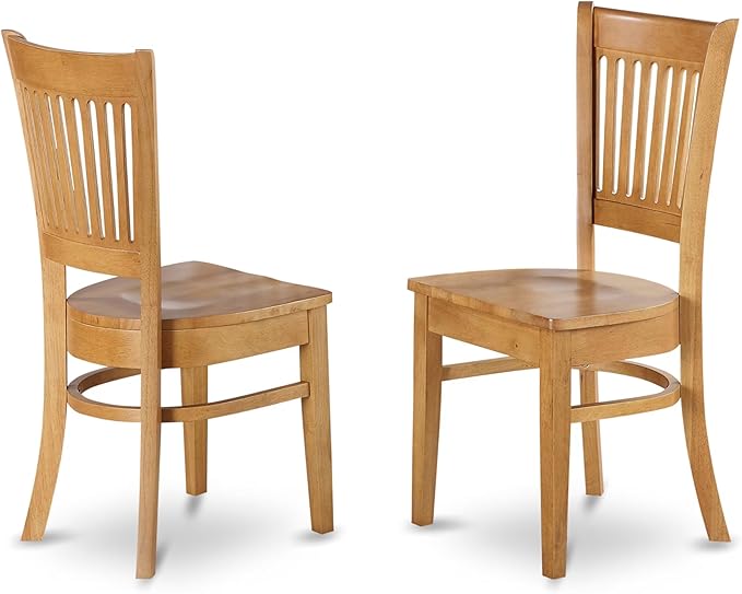 East West Furniture DMVA3-OAK-W 3 Piece Dinette Set for Small Spaces Contains a Round Dining Table with Dropleaf and 2 Dining Room Chairs, 42x42 Inch, Oak