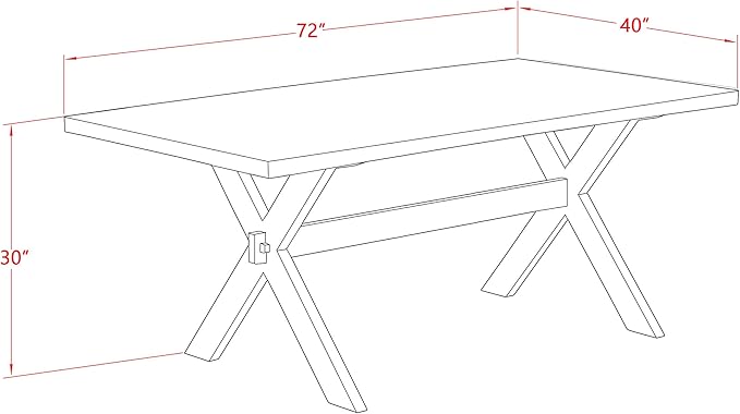 East West Furniture X727FO749-5 5 Piece Modern Dining Table Set Includes a Rectangle Wooden Table with X-Legs and 4 Black Faux Leather Parson Dining Chairs, 40x72 Inch, Multi-Color