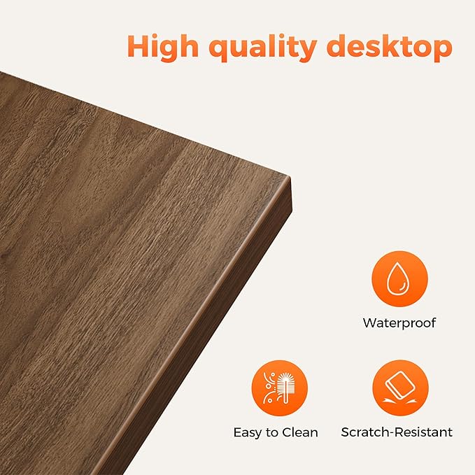 Rolling Computer Desk with Wheels, Gaming Desk for Small Spaces, Modern Simple Style Table for Home Office, Study Writing Table (Caster, Walnut, 48 inch)