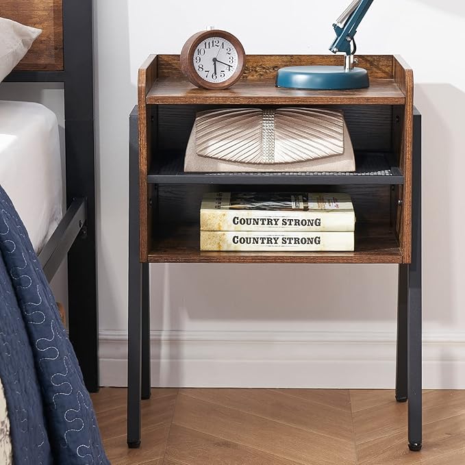 VECELO Stackable Nightstand, End Table Side Table with Open Storage Shelf, Small Night Stand for Bedroom, Living Room