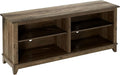 ROCKPOINT 58inch TV Stand Media Console for TV’s up to 65 Inches, Home Living Room Storage Console, Entertainment Center with 4 Open Storage Shelves, Modern TV Console Table (Rustic Oak)