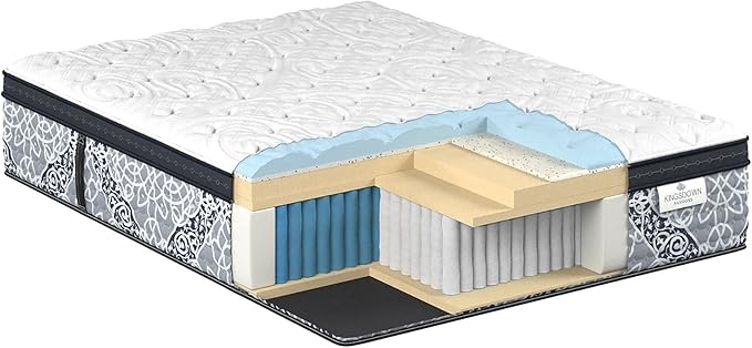 Kingsdown Firm Euro Pillow Top Hybrid King Mattress Cooling Gel Memory Foam Layer Multi-Layered Motion Isolation Cool Sleep Quilted Top Luxury Mattresses, 15-inch, Passions Engleson