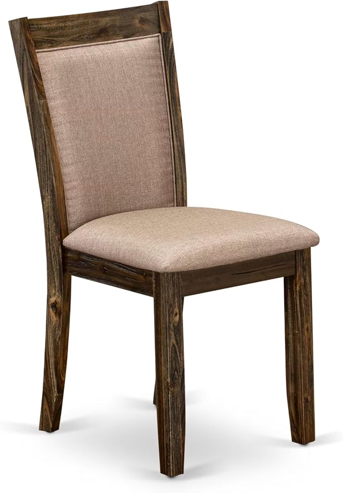 East West Furniture V727MZ716-9 9 Piece Kitchen Table & Chairs Set Includes a Rectangle Dining Room Table with V-Legs and 8 Dark Khaki Linen Fabric Parson Chairs, 40x72 Inch, Multi-Color