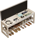 Shoe Rack Bench with Cushion,2 Tiers Shoe Bench with Flip-Top Storage,Wood Shoe Rack for Entryway,Hallway（White,39.3"）