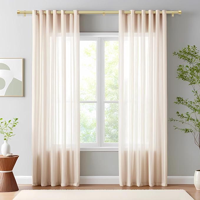 2 Pack Curtain Rods for Windows 48 to 84 Inch(4-7ft), 1 Inch Gold Adjustable Heavy Duty Curtain Rod Set, Modern Style Outdoor Drapery Rods for Patio Bedroom, Size 32"- 90"