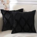 decorUhome Throw Pillow Covers 22x22 Inch Set of 2, Soft Plush Faux Fur Wool Black Couch Pillow Covers, Decorative Neutral Pillow Cases for Bed Sofa Living Room Home Decor