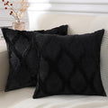 decorUhome Throw Pillow Covers 20x20 Inch Set of 2, Soft Plush Faux Fur Wool Black Couch Pillow Covers, Decorative Neutral Pillow Cases for Bed Sofa Living Room Home Decor
