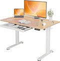 YDN Standing Desk with Drawers, Height Adjustable Desk 48 x 24 Inch, Electric Sit Stand Home Office, Natural