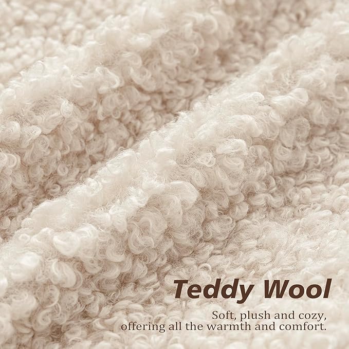Foindtower 2 Pieces 26x26 Inch Cream Beige, Faux Fur Throw Pillow Cover Accent Sherpa Furry Pillow Covers Fuzzy Soft Pillowcases Cozy Sheepskin Decorative Fleece Cushion Case for Bed Couch Living Room