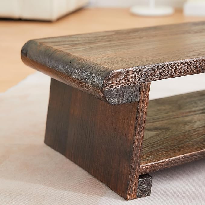 Japanese Altar Table,Folding Floor Table,Wood Small Low Meditation Table,Coffee Table for Living Room, Brown,19.7" x 11.8" x 7.9"