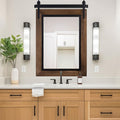 YOSHOOT Farmhouse Barn Door Mirror, 32"x24" Rustic Bathroom Mirror, Wood Frame Wall Mirror, Wooden Mirror for Living Room Bedroom Entryway Wall Décor, Vertical Hanging ONLY