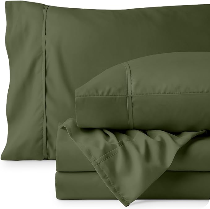 Bare Home Short Queen Sheet Set - 1800 Ultra-Soft Microfiber - Double Brushed - Deep Pockets - Easy Fit - 4 Piece Set - Bed Sheets (Short Queen, Cypress)