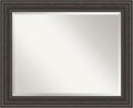 Amanti Art Brown Bathroom Mirror for Over Sink, 28x34 Shipwreck Greywash Rectangle Vanity Mirror, Large Traditional Frame, Hangs Horizonally and Vertically, Bathroom Wall Decor, Beveled Edge