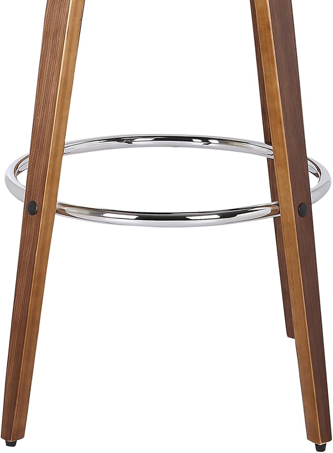 Armen Living Sonia 30" Bar Height Swivel Brown Faux Leather and Walnut Wood Bar Stool - Set of 3