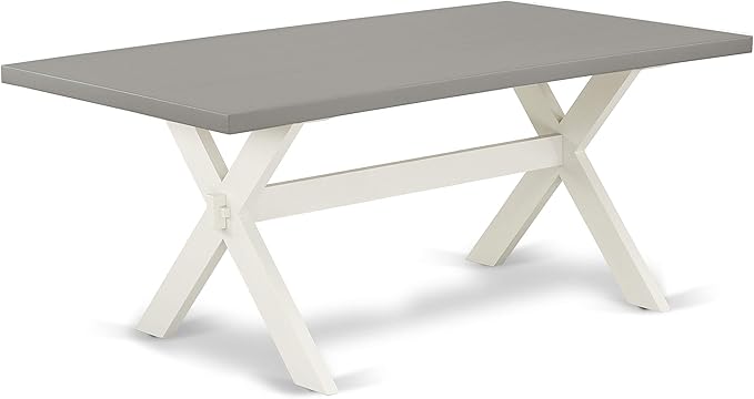 East West Furniture X097EN206-7 7 Piece Dining Room Table Set Consist of a Rectangle Kitchen Table with X-Legs and 6 Dark Shitake Linen Fabric Parson Dining Chairs, 40x72 Inch, Multi-Color