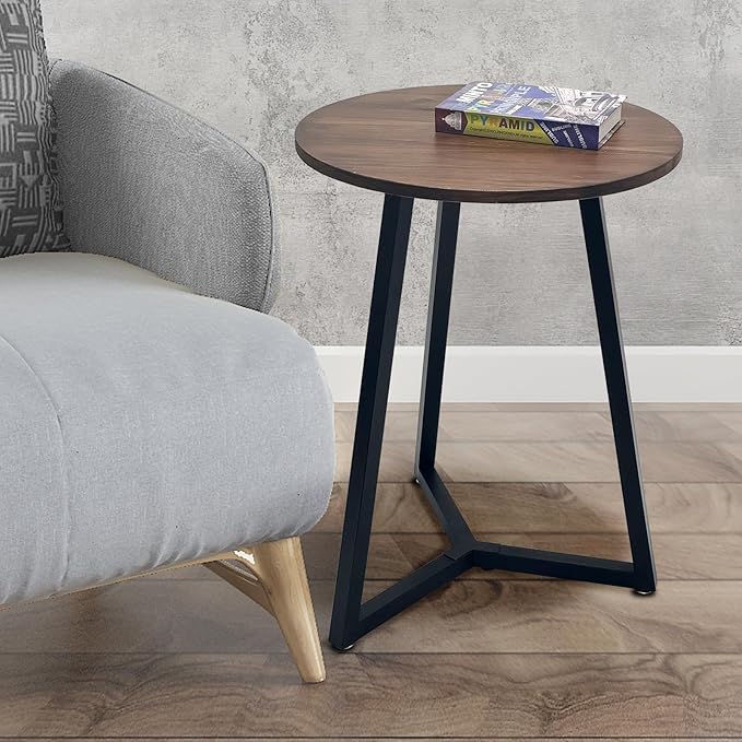 Round Metal Coffee Table Legs,16 Inch Black Iron Dining Table Base Only,Circle End Table Legs
