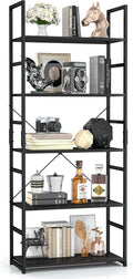 OTK 5 Tier Bookshelf, Tall Bookcase, Office Shelf Storage Organizer, Modern Book Shelf for Living Room, Bedroom, and Home Office, Black