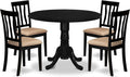 East West Furniture DLAN5-BLK-C 5 Piece Dining Room Table Set Includes a Round Kitchen Table with Dropleaf and 4 Linen Fabric Upholstered Dining Chairs, 42x42 Inch, Black