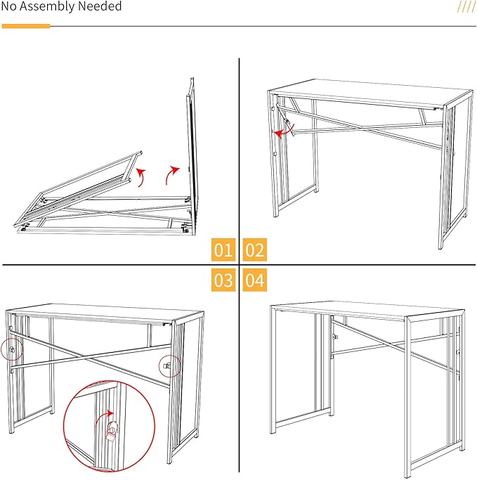 Small Folding Desk 32 inch, No Assembly Required Small Office Desk, Writing Gaming Computer Camping Desk, Beige