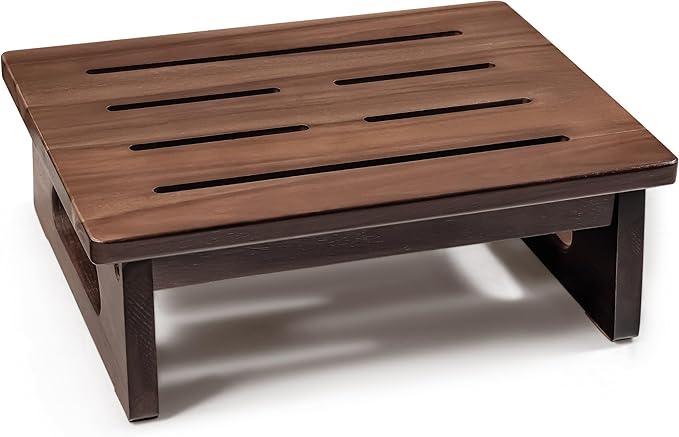 Wooden Step Stool, 5.3" One Step Stool for Adults with Built-in Handle, Supports up to 550lbs, Durable & Non-Slip Bedside Stool for Bedroom, Kitchen, Bathroom or High Beds