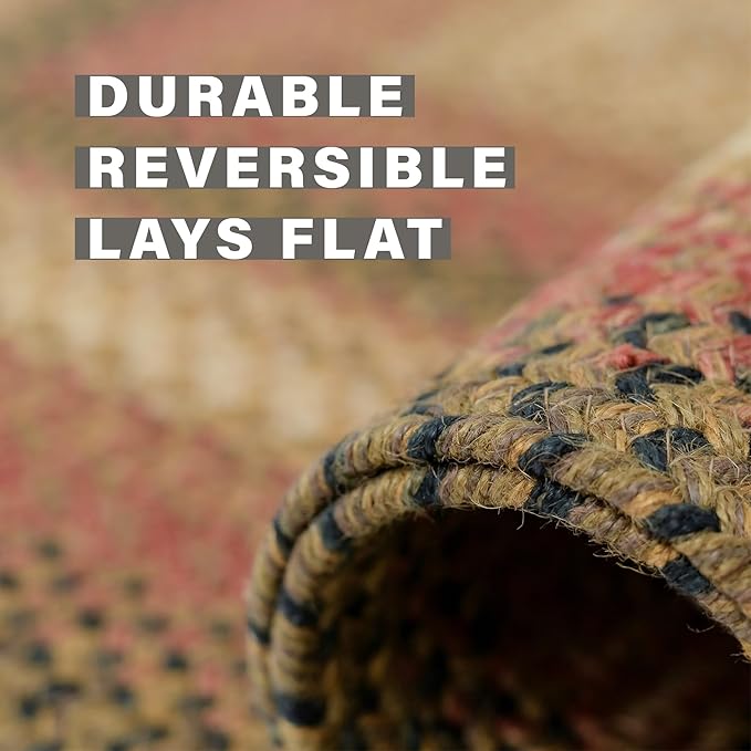 Homespice Russet Multi Color Oval Area Rugs, 5x8' - Handmade with Jute, Warm Country Decor, Perfect for Living Rooms and Bedrooms - Durable, Easy to Clean and Pet Friendly