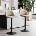 YOUNIKE Bar Stools Set of 2 Compact Modern Swivel Barstools, Adjustable Counter Height Bar Stools Faux Leather Upholstered Bar Chairs with Back for Kitchen Island, Khaki